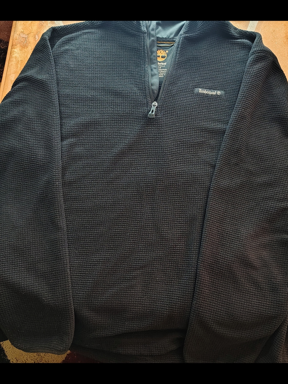 Timberland Men's Black Quarter-Zip Waffle Knit Pullover Size L